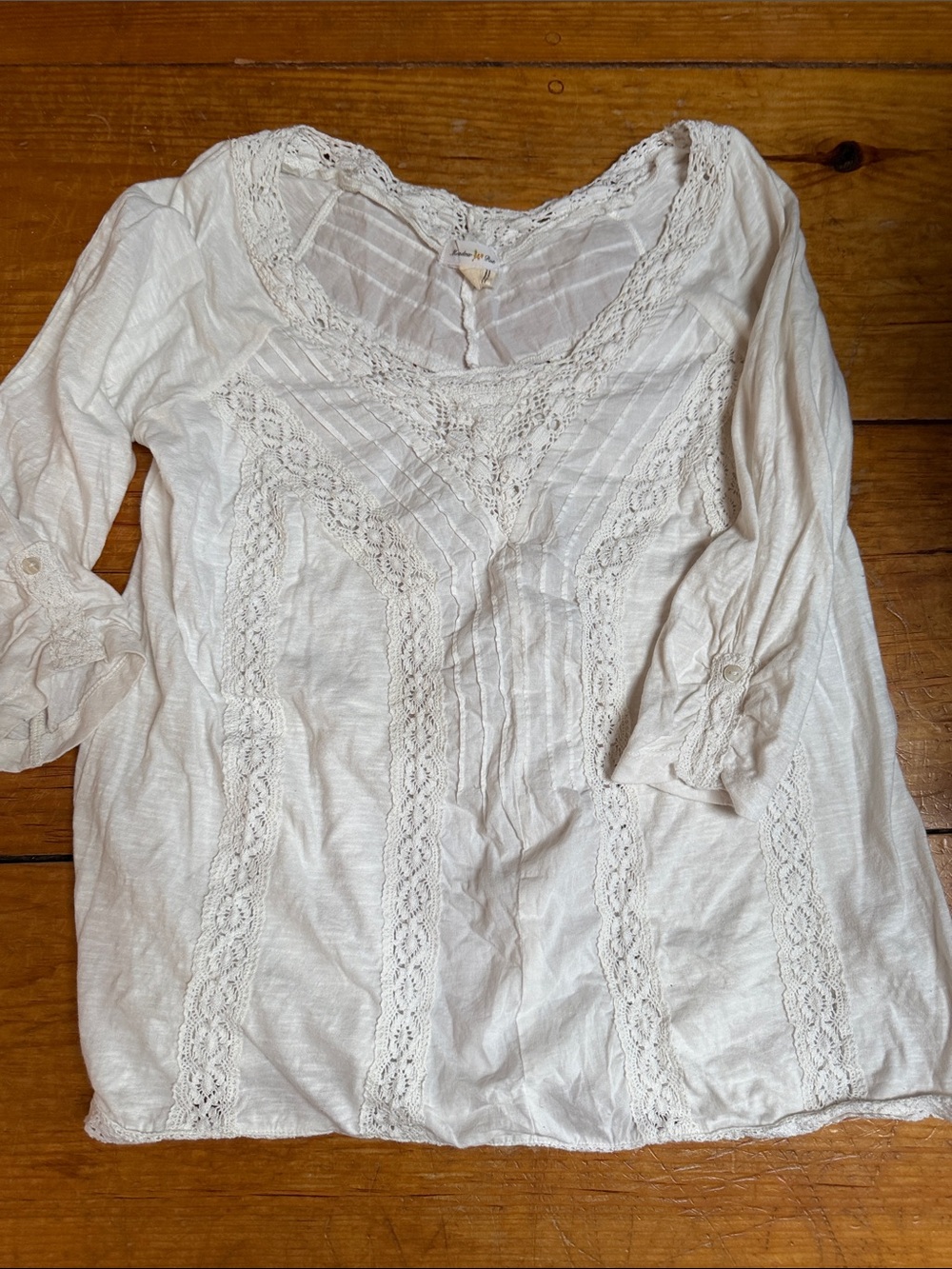 Meadow Rue Crochet and Lace Trim Romantic Top